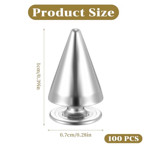 100 Sets 10MM Silver Spikes en Studs Metal Bullet Cone Spikes Schroef terug Lederen Craft Rivet Schroeven Punk Studs voor Kleding schoenen tassen Accessoires