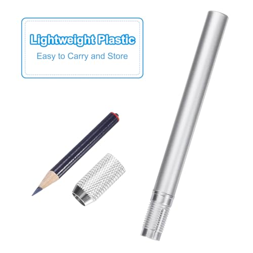 Potlood Extenders, 2 stuks Art verstelbare metalen potloodhouder Extender Pen Mouw voor korte potlood Chalk krijtjes Schrijven Bureau, Zilver 4