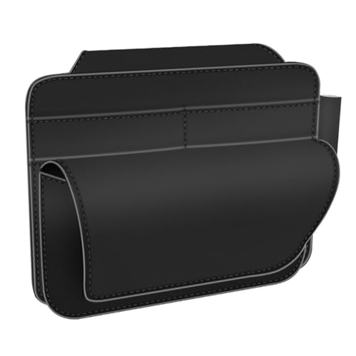 Sea Leather Zonnebril Houder voor Auto Zon Visor, Zonnebril Houder Klem voor Kaarten Licentie, Pen Glazen Document, Auto Zon Visor Opslag Organisator met magnetische sluiting, Zwart
