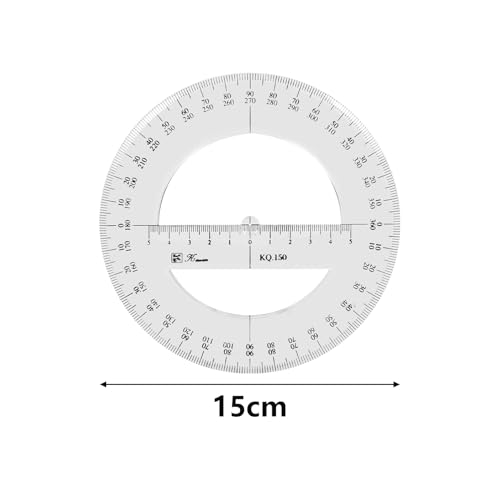 360 Full Circle Protractor, 15cm Plastic Math Meetinstrument Ronde Degree Liniaal Volledige Midround Hoek Protractor