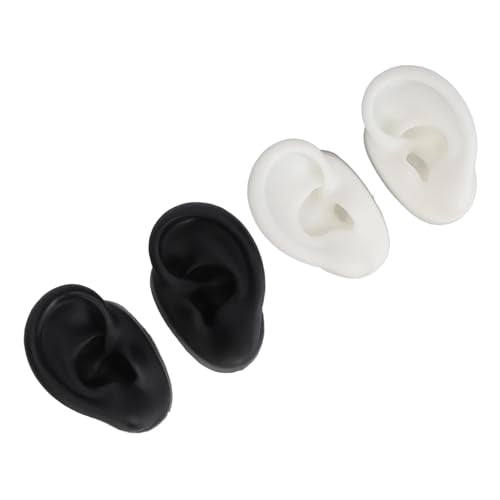 2 Paar Siliconen Oormodel Kit, 3D Simulated Fake Model voor sieradenweergave, Begin Oorbellen (6.5 X 4 X 3.5cm) (zwart & wit) 5