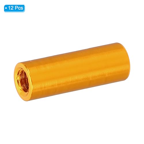 M3 Aluminium Spacers, 12Pcs Metaal Spacer Aluminium 3mm ID x 5mm OD x 15mm L Threaded Spacer Screw Standoff Ronde voor RC Auto Drones Moederbord, Goud 3