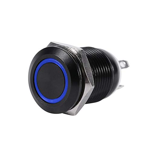LED-knopschakelaar, auto 12V 2A 12mm LED-licht Momentaire drukknopschakelaar aan/uit Latch-knopschakelaar (blauw) Autoschakelaar