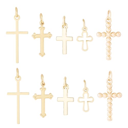 Brass Cross hanger Crucifix Dangle Charms Genuine Gold Plated Ester sieraden Charm voor DIY oorbellen ketting sieraden maken