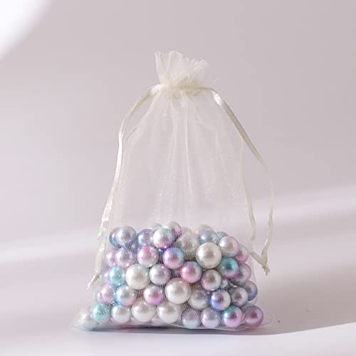 30 stuks Organza zakjes voor het vullen, Organza zakjes, geschenk zakjes, koord voor festival, feest, bruiloft, snoep zakjes, sieraden zakjes, lavendel, geschenktassen, 20 x 30 cm, Beige 3
