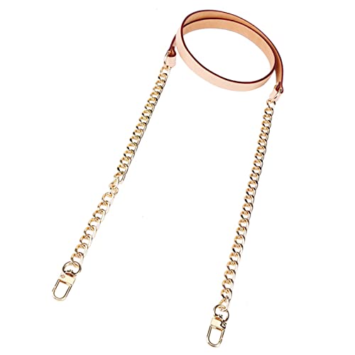 Handtas ketting lederen riemen ketting riemen vervangende gouden Platte metalen ketting voor handtassen DIY handwerk, 47 Inch bruin 3