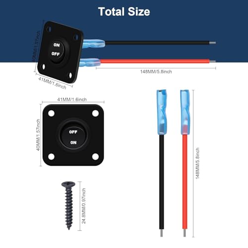 Rocker Switch, Ronde, 1 Band, AAN/UIT, 12-24 V, SPST 3 Pole Switch voor Auto, Caravan, Vrachtwagen, Boot, 10A/125V, 6A/250V