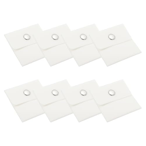 9x7cm sieraden tas, 8 stuks fluweeltas met drukknop draagbare opslagtas voor oorbellen, armbanden, ketting, ringen, horloge, wit