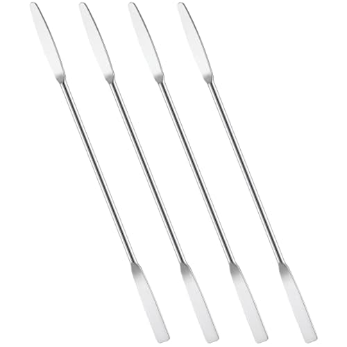 4 st Roestvrij staal Mini Lab Spatula's, Double End Spatula met vierkant en ronde tip, Ideaal voor het mengen van cosmetica, Keuken Laboratorium (15cm) (4)