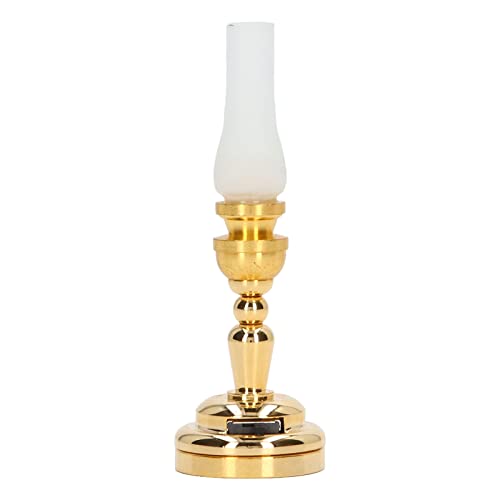 Dollhouse Desk Lamp, 1:12 Dollhouse LED Realistisch Mini Retro Bureau Lamp Metal Frosted Shade Tafellamp voor Poppenhuis Decoratie