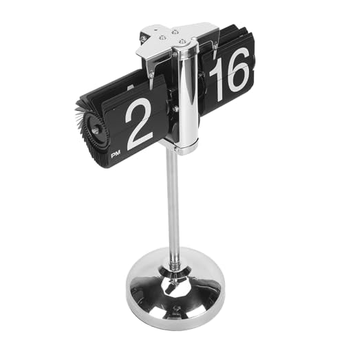 Digital Flip Horloge, Roestvrij staal, Pull-Out Pull Bar, Automatische digitale omkeerbare beweging, roestvrij staal, 304 Telescopische Rod voor woonkamer, Kantoor (zwart)