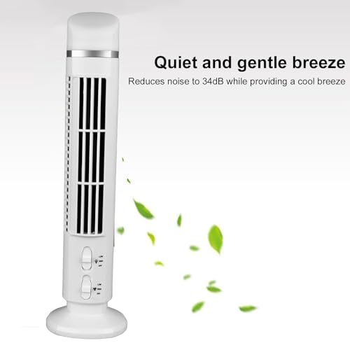 Bladless Tower Fan 90 Degree Oscillation Stille koeling voor thuis kantoor ABS materiaal wit (WHITE) 3