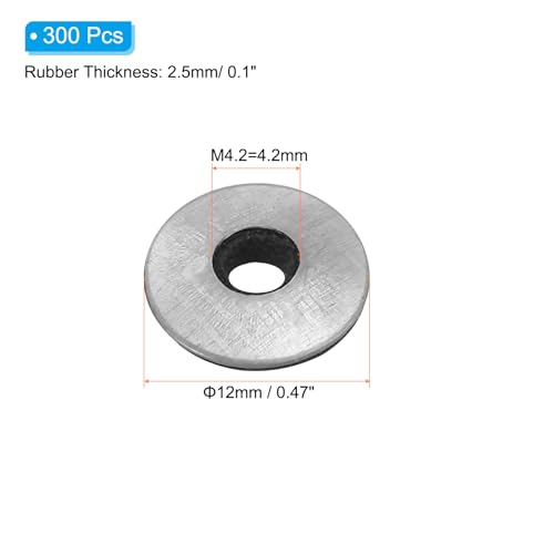 Verzegelingsringen EPDM Rubber Seal, M4.2 x 12 mm, 300 stuks, Schroefhouder gemaakt van gegalvaniseerd Neopreen Rubber voor industriële huishoudelijke machines (#8)