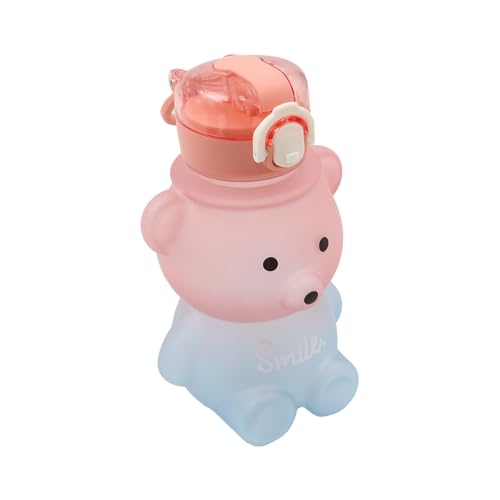 Zee 800ml Cute Gradient Kleur Waterfles Kawaii Beer Waterfles met stro en riem Portable Leakproof Drinkbeker voor meisjes Vrouwen Sport Camping Picknick Wandelen