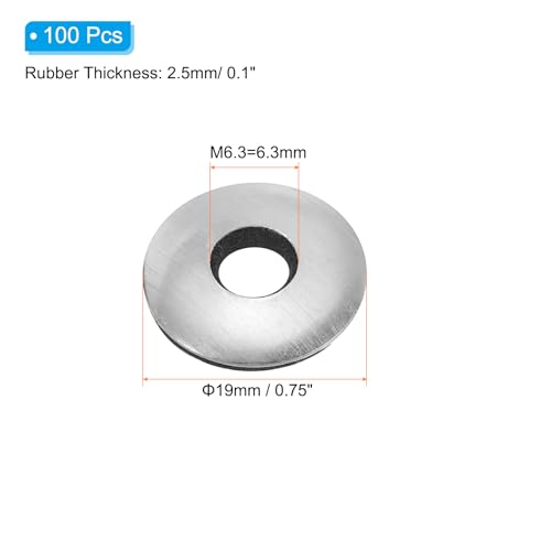 Neopreen Rubber Afdichting Ringen EPDM Aluminium Afdichting M6.3 x 19 mm Verpakking van 100 Neopreen Rubber Afdichting Ringen Aluminium Afdichting voor machines Daken (#14 x 1/4 Inch)