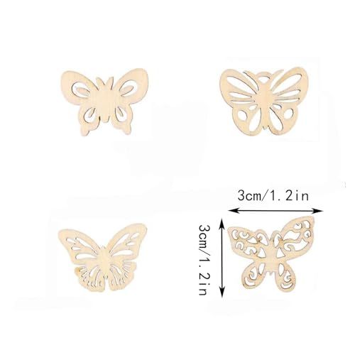 200PCS Vlinders Onafgewerkt Houten Uitsnijdsels Hout, Stukken Hout Versieringen Ambachten, DIY ambachten, Onafgewerkt Houten Vlinders Ambachten, Houten Ornamenten 4