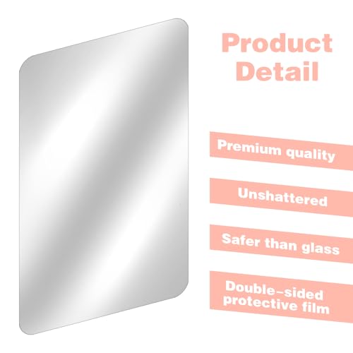 Acrylspiegel Tegels, Pack van 8, Flexibele Wandspiegel Vellen, Zelfklevende Spiegel Stickers, Small Square Cuttable Shatterproof Spiegels, Non-Glass, Safety Reflective voor 3