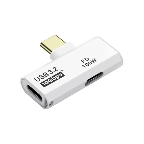USB C 3.2 10Gbps USB C Man tot vrouw Adapter met 100W PD voeding voor laptop tablet telefoon - wit