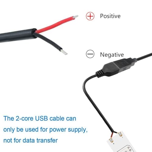 12st Pigtail USB, 2 Wires USB-A, Bare Wire, USB-A Man, Vrouwelijke Plain Wire, USB 2.0 Kabel om te baren kabel, 22 AWG DIY Pigtail Power Kabel, voor USB-apparaten 4