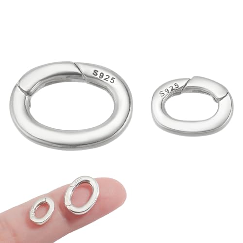 2 stuks 925 Sterling Zilveren ketting Ring Clip, 2 maten Lobster Ring Connector Buckle Pearl ketting versterker Kortere Clasps Spring Clasps voor armband Keychain sieraden maken