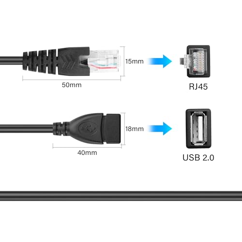 USB naar RJ45 Ethernet Kabel, 2 stuks, USB-verbinding met RJ45 8P4C Ethernet Plug, Extension Cable voor Router, ADSL Modem, Camera etc.