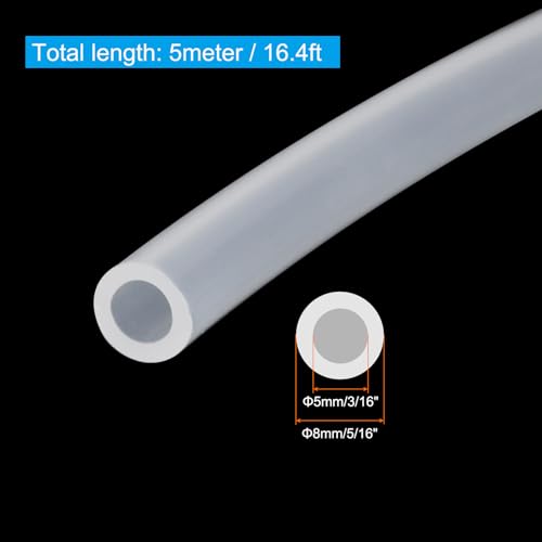 3/16" ID x 5/16" OD Siliconen buis, 1 Roll 16,4ft Hoge Pure Siliconen slang buis Flexibele Duidelijke Pijp voor thuis Brewing Water Air Liquid Transfer