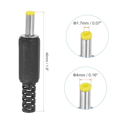 4 x 1,7 mm gelijkstroom Man Plug voeding eindigt, 5 st DIY DC Barrel Connector vervanging, geel