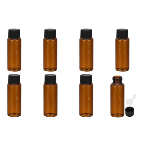 20ml Essentiële olieflessen, 8 st Amber glazen flessen met openingsreducer, Sample Flacon, Slim Schroefdop opslag flessen Container, Zwart