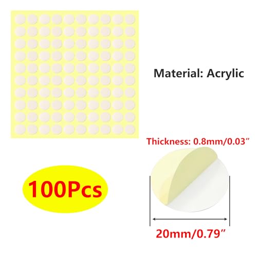 Verpakking van 100 verwijderbare kleefpunten, dubbelzijdige transparante dubbelzijdige kleefpunten, diameter 20 mm, voor kerstversiering, ambachten