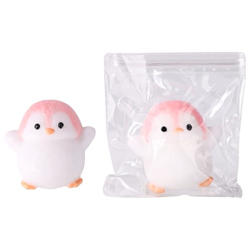 2Pcs Taba Squishy Penguin Speelgoed, Zachte Penguin Stress Speelgoed TPR Animal Shaped Novelty Speelgoed voor Kerstmis Verjaardag Cadeau Decoratie (Roze en witte)