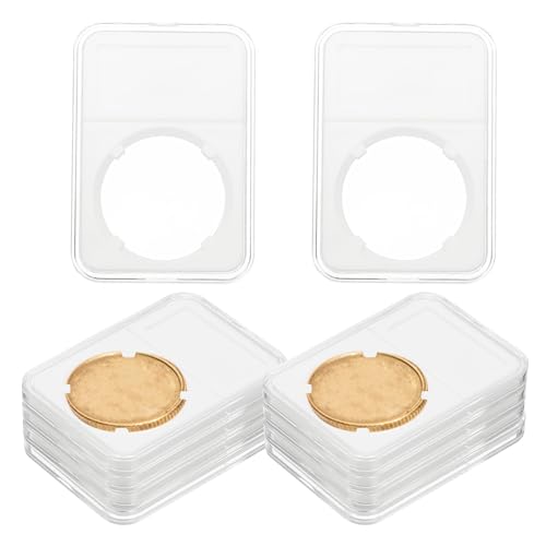 40mm Coin Lab Weergavehouder, 10 st Clear Plastic munt opslag doos met vier punten voor munt verzamelaar, Organiseer bescherming