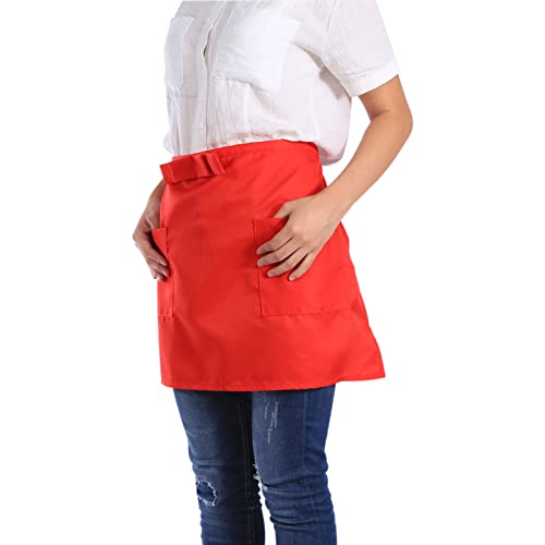 Waist apron, halve lengte korte apron unisex Bow Type met zakken voor bar serveerster 5