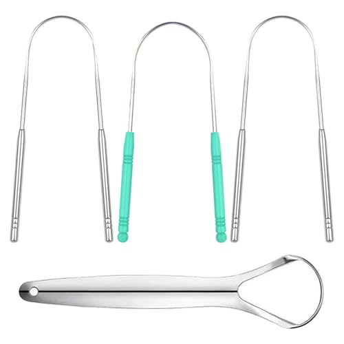 4 stuks tongschraper, metalen tongreiniger roestvrij staal tongreiniger auteurschap hervrijbare tongschraper mondverzorging tongschrapers tongreiniger voor volwassenen, kinderen, mannen