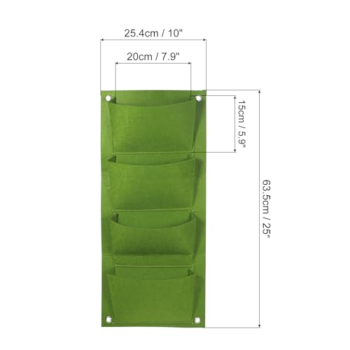 4 Zakken Verticale Hangende Grow Bags, Wall Hangende Planters Wall Mounted Vilt Fabric Planten Groei Tassen voor Tuin Home Decor, Groen