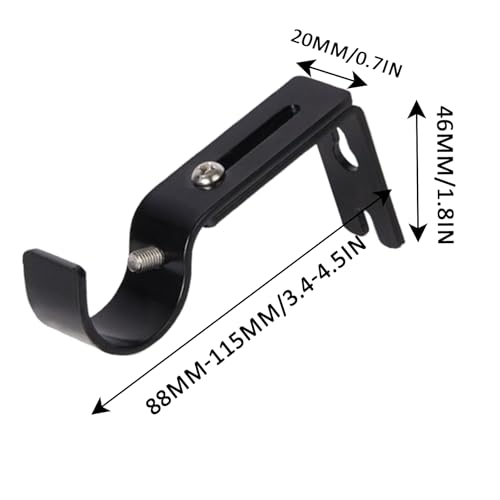 4Stuks metalen gordijn Rod houders, gordijn Rod houder, muur gordijn Rod houders, voor gordijn Rods, Slaapkamer, Badkamer(Zwart) 5