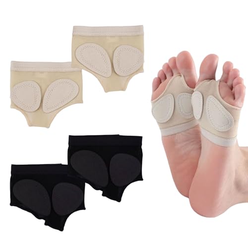 2 paar buikvoet strings lyrische schoenen sokken, anti-slip voet strings voor dans, buik Dans Toe Pad Bescherming Sokken, Comfortabel en elastisch, voor Jazz Ballet Modern Contemporary, Yoga, Gym(M)