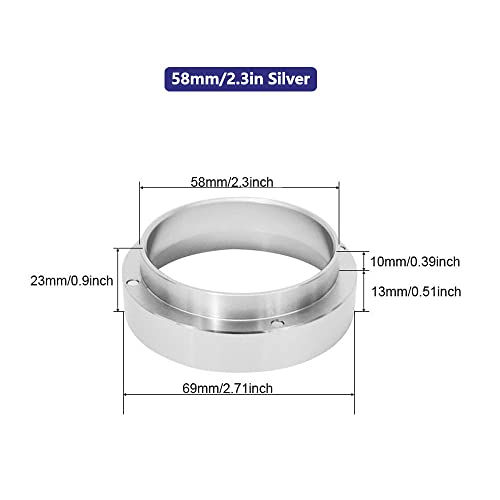 58mm Koffie Espresso Dosing Funnel Ring Catcher, Aluminium Koffiezetapparaat Espresso Funnel Vervanging Koffiezetapparaat Accessoires voor thuis / Cafe Zilver