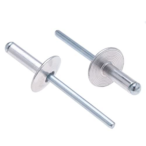 4.8mm x 16mm Large Flange Rivets, 100 Pack - Blind Rivet, Large Dome Rivets met aluminium behuizing en stalen Mandrel Doll Rivets voor Tinplate, Metalen bevestiging - Push Rivets 3