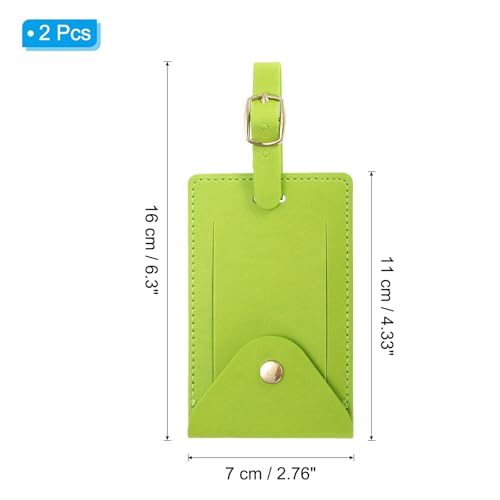 Bagagelabels voor koffers, 2 stuks PU-lederen bagagelabels privacybescherming bagage-identificatie reistaslabels reisaccessoires, lichtgroen