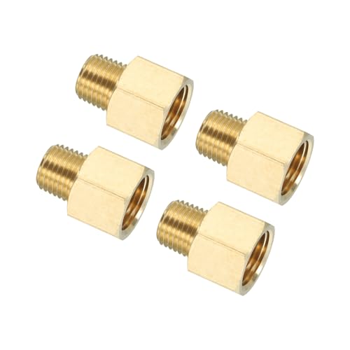 4 st. Messing Pijp passen Hex Socket, 3/8 Inch NPT Man tot 1/4 Inch NPT Vrouwelijke Reducer Adapter Pijp uitbreiding past voor badkuip Spout Douche, Gold Tone