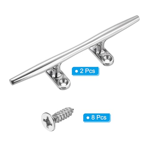 20,5cm Boot Dock Sleats, 2st 316 Roestvrij staal Navy Open Base Dock Sleats Touw Sleats met bevestigingsmiddelen voor Boot Deck Kayaks Nautische Decor Hook, Zilver 3