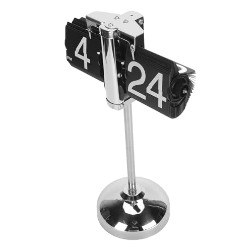 Digital Flip Horloge, Roestvrij staal, Pull-Out Pull Bar, Automatische digitale omkeerbare beweging, roestvrij staal, 304 Telescopische Rod voor woonkamer, Kantoor (zwart)