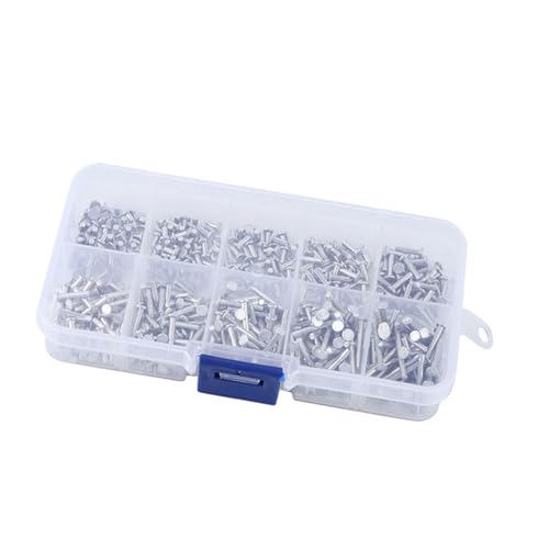 Solid Flat Head Rivets, 500 stuks Aluminium Flat Head Solid Rivets met Rivet Box M2 3mm-18mm Lengte Solid Rivets 5