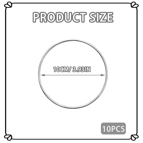 Pak van 10 metalen ringen voor ambachten, metalen ring 10 cm, handgemaakte metalen ring, metalen ringen, Silver Dream Catcher Rings, Wire Dream Catcher, metalen ringen voor DIY