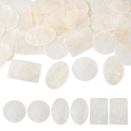 Natuurlijke schelp bedeltjes Rechthoekige Oval Flat Ronde Hart Ster Maan Vlinder Witte Zeeschelp Hangers 2-hole Link Bedels voor sieraden maken DIY Craft Home Decor