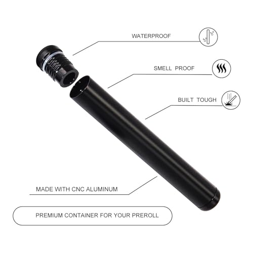 Joint Case, Easy to Store Joint, Aluminium metalen buizen, Pencil Case, Long Large Tube Joint Holder, voor Sigaren en andere tabaksproducten (110 × 14 mm, zwart), Zwart, Modern, Zwart, modern 4