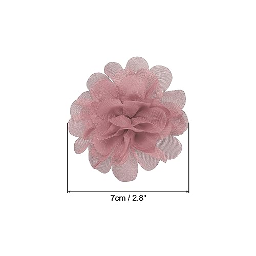 7cm Chiffon Bloemen, 10st Mesh Stof Bloemen Naaistof Appliques Hoofdband Decoraties voor DIY Craft Bruiloft Decor, Vuil Roze