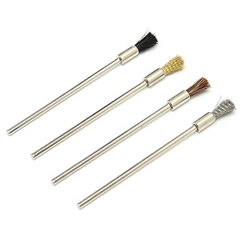 Mini borstel set, roestvrij staal draad borstel brede toepassing vuil verwijderen smalle gebieden Mini draad borstel, voor boor sieraden miniatuur elektronische instrumenten reinigen 4