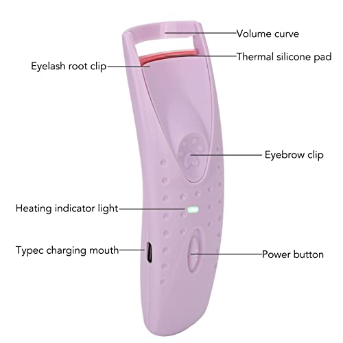 Verwarmde wimper curler pluggen wimper gereedschap Verwarmde wimper curler silicone type C navulen elektrische wimper curler lange levensduur voor meisjes roze (Paars)