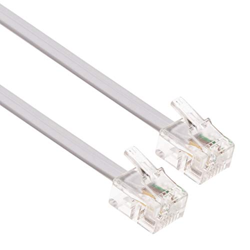 20m RJ11 kabel ADSL uitbreiding Kabel Telefoon Kabeltelefoon Plug High Speed BT Internet Broadband Man naar Man Router en Modem naar RJ11 Telefoon Jack, Microfilter, Vaste lijn draad (White)